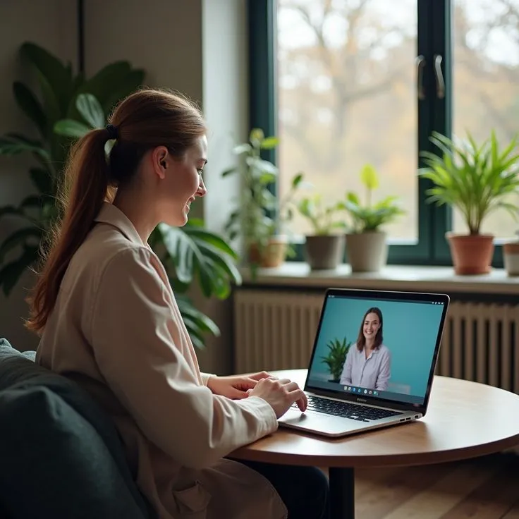 Quiet corner workspace with natural elements and soft tones